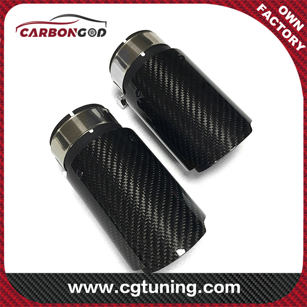 1pcs AK Car Glossy Carbon Fiber Exhaust System Muffler Pipe Tip Straight Universal Black Stainless Mufflers pipe