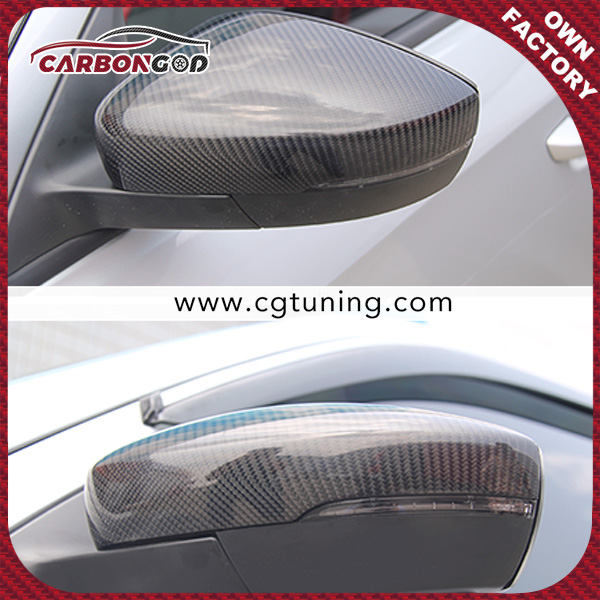 Carbon Mirror Caps With Light Assist OEM Fitment Side Mirror Cover bakeng sa Volkswagen POLO 2014 2015 2016 2017 1: 1 Phetoho