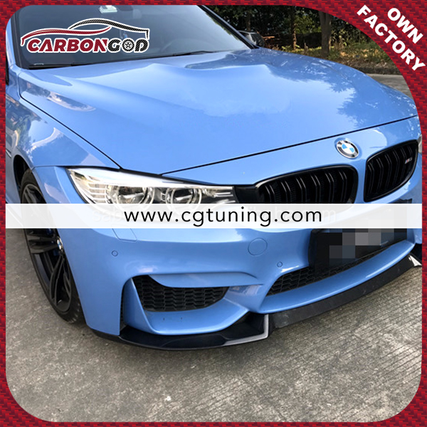 CS style carbon fiber front lip splitter spoiler para sa BMW F80 F82 F83 M3 M4 2015 2016 2017 2018 2019